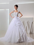 Beading Long Ball Gown Embroidery Organza Bowknot Wedding Dresses TPP0006921