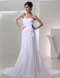 A-Line/Princess Beading Strapless Sleeveless Pleated Chiffon Wedding Dresses TPP0006831