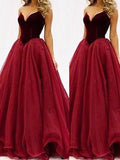 Ball Gown Sweetheart Sleeveless Tulle Floor-Length Dresses TPP0001880