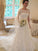 A-Line/Princess Scoop Sleeveless Sweep/Brush Train Lace Tulle Wedding Dresses TPP0006762