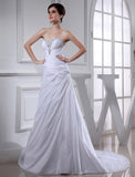 A-Line/Princess Beading Long Sleeveless Taffeta Wedding Dresses TPP0006957