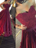 A-Line/Princess Sweetheart Sleeveless Lace Satin Floor-Length Dresses TPP0002169