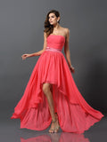 A-Line/Princess Sweetheart Sleeveless High Low Chiffon Bridesmaid Dresses TPP0005336