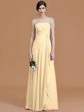 A-Line/Princess Strapless Sleeveless Floor-Length Ruffles Chiffon Bridesmaid Dresses TPP0005756