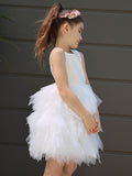 A-Line/Princess Tulle Lace Scoop Sleeveless Short/Mini Flower Girl Dresses TPP0007487