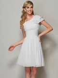 A-Line/Princess Straps Sleeveless Pleats Short Chiffon Bridesmaid Dresses TPP0005576