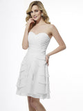 A-Line/Princess Sweetheart Sleeveless Pleats Short Chiffon Bridesmaid Dresses TPP0005625