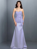 Trumpet/Mermaid Sweetheart Lace Sleeveless Long Satin Bridesmaid Dresses TPP0005592