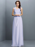 Sheath/Column V-neck Sleeveless Long Chiffon Bridesmaid Dresses TPP0005637