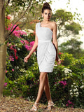 Sheath/Column One-Shoulder Sleeveless Short Chiffon Bridesmaid Dresses TPP0005587