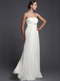 A-Line/Princess Strapless Sleeveless Beading Long Chiffon Bridesmaid Dresses TPP0005500
