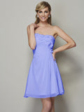 A-Line/Princess Strapless Sleeveless Pleats Applique Short Chiffon Bridesmaid Dresses TPP0005739