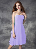 A-line/Princess Strapless Ruffles Sleeveless Short Chiffon Bridesmaid Dresses TPP0005837