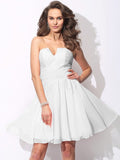 A-Line/Princess Sweetheart Ruffles Sleeveless Short Chiffon Bridesmaid Dresses TPP0005699