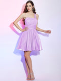 A-Line/Princess One-Shoulder Sleeveless Pleats Short Chiffon Bridesmaid Dresses TPP0005055