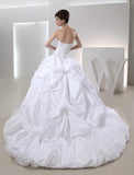 Ball Gown Beading Sleeveless Long Taffeta Wedding Dresses TPP0006852