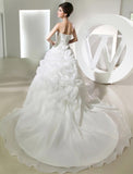 Ball Gown Beading Hand-made Flower Sleeveless Long Organza Wedding Dresses TPP0006943