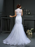 Trumpet/Mermaid Sweetheart Lace Sleeveless Long Satin Wedding Dresses TPP0006811