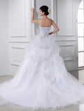 Ball Gown Beading Sweetheart Sleeveless Applique Satin Tulle Wedding Dresses TPP0006947
