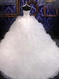 Ball Gown Sleeveless Sweetheart Chapel Train Beading Sequin Organza Wedding Dresses TPP0005896