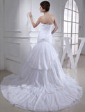 Trumpet/Mermaid Beading Applique Sweetheart Sleeveless Long Taffeta Wedding Dresses TPP0006959