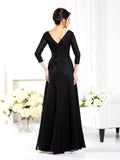 A-Line/Princess V-neck Beading 3/4 Sleeves Long Satin Mother of the Bride Dresses TPP0007195
