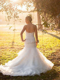 Trumpet/Mermaid Sweetheart Sleeveless Court Train Tulle Wedding Dresses TPP0006709