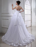 Ball Gown Beading Hand-made Flower Strapless Sleeveless Long Organza Wedding Dresses TPP0006944