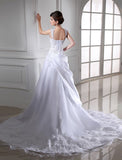 Ball Gown Beading Sleeveless Long Satin Organza Wedding Dresses TPP0006759