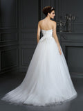Ball Gown Sweetheart Beading Sleeveless Long Net Wedding Dresses TPP0006809