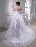 Ball Gown Beading Strapless Sleeveless Applique Satin Tulle Wedding Dresses TPP0006843