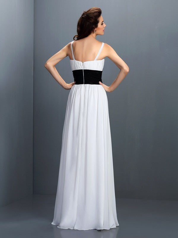 A-Line/Princess V-neck Sash/Ribbon/Belt Sleeveless Long Chiffon Bridesmaid Dresses TPP0005690