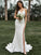 Sheath/Column Stretch Crepe Ruffles Halter Sleeveless Sweep/Brush Train Wedding Dresses TPP0005923