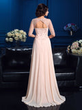 A-Line/Princess V-neck Beading 1/2 Sleeves Long Chiffon Mother of the Bride Dresses TPP0007115