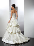 Ball Gown Sweetheart Sleeveless Long Satin Wedding Dresses TPP0006898