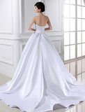 Ball Gown Beading Strapless Sleeveless Long Satin Wedding Dresses TPP0006861
