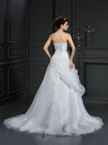 Ball Gown Sweetheart Beading Sleeveless Long Organza Wedding Dresses TPP0006772