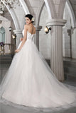 Ball Gown Strapless Sleeveless Beading Feather Long Net Wedding Dresses TPP0006710