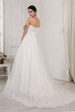 A-Line/Princess Sweetheart Sleeveless Beading Applique Long Net Wedding Dresses TPP0006838