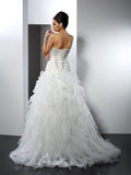 Ball Gown Sweetheart Ruffles Sleeveless Long Tulle Wedding Dresses TPP0006611
