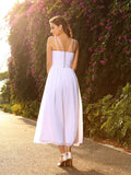 A-Line/Princess V-neck Beading Sleeveless Long Chiffon Wedding Dresses TPP0006521