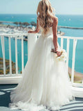 Ball Gown Sweetheart Sweep/Brush Train Sleeveless Tulle Wedding Dresses TPP0006037