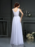 A-Line/Princess Scoop Lace Sleeveless Long Chiffon Wedding Dresses TPP0006840
