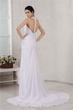 Trumpet/Mermaid Halter Sleeveless Beading Applique Long Chiffon Wedding Dresses TPP0006867