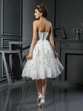 A-Line/Princess Sweetheart Ruched Sleeveless Short Satin Wedding Dresses TPP0006598