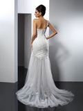 Trumpet/Mermaid One-Shoulder Lace Sleeveless Long Lace Wedding Dresses TPP0006558