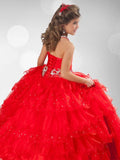 Ball Gown Halter Sequin Rhinestone Sleeveless Long Organza Flower Girl Dresses TPP0007537