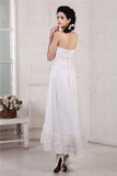 A-Line/Princess Strapless Sleeveless Pleats Applique Beading Short Chiffon Wedding Dresses TPP0006905