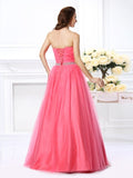 Ball Gown Sweetheart Pleats Sleeveless Long Satin Quinceanera Dresses TPP0004084