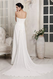 Sheath/Column Sweetheart Sleeveless Ruffles Long Chiffon Wedding Dresses TPP0006952